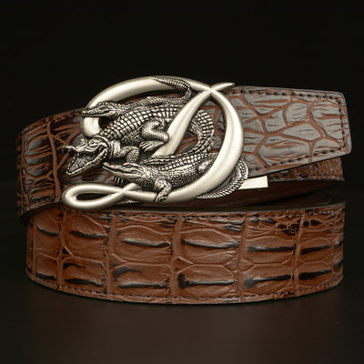 Cinturón de Cuero Genuino para Hombre con Hebilla Cocodrilo Automática - Image 15