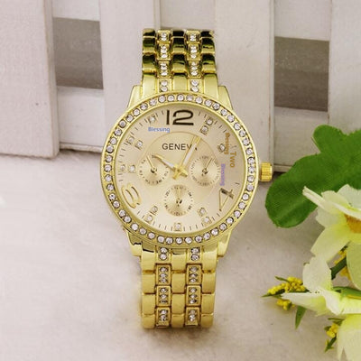 Reloj de Pulsera con Cristales Brillantes