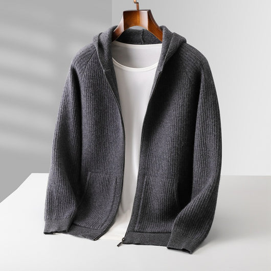 Cardigan con Capucha de Lana Gruesa para Hombre - Corte Holgado y Casual - Image 6