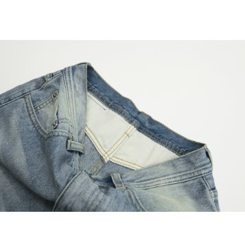 Jeans Skinny Ajustados con Patrón de Rayo Estilo Calle Americana para Hombre - Image 5