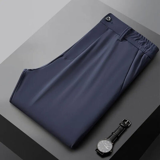 Pantalones Casuales para Hombre Ajuste Elástico Negocios Tela Ligera - Image 6