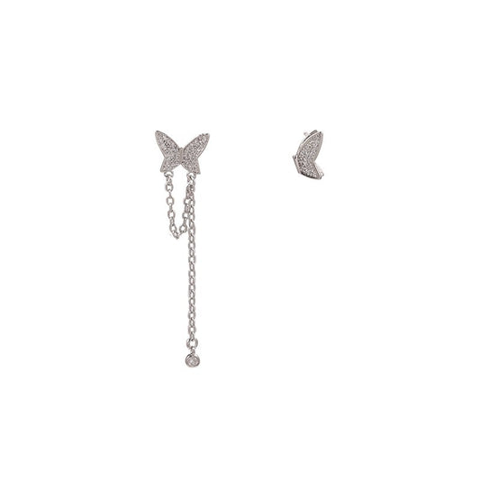 Aretes Mariposa Asimétricos con Borlas para Mujer - Image 2