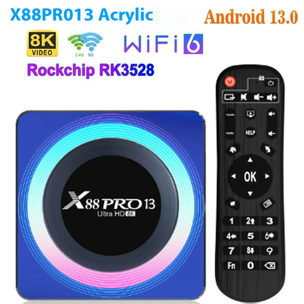 Caja Smart TV X88PRO 13 RK3528 con Android 13 y Bluetooth 8K