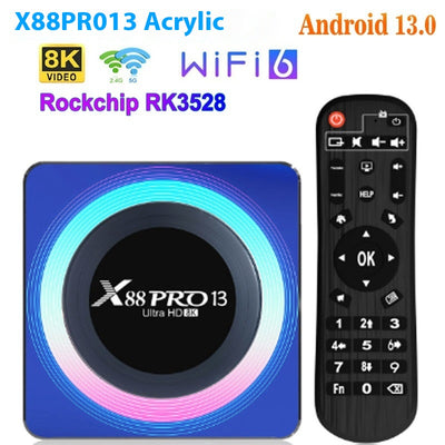 Caja Smart TV X88PRO 13 RK3528 con Android 13 y Bluetooth 8K