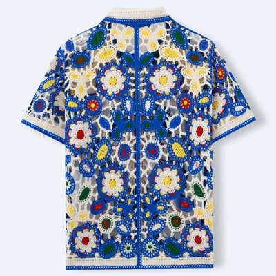 Blusa Tejida Étnica de Manga Corta - Image 4