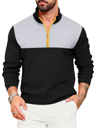 Suéter Deportivo Hombre Media Cremallera Bloques de Color Cuello Alto Manga Larga - Image 10