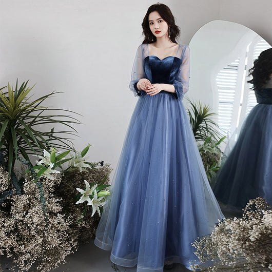 Vestido Largo de Terciopelo para Fiestas de Cumpleaños