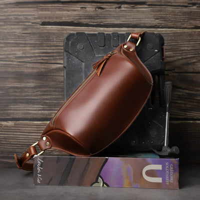 Bolso de Pecho de Cuero Genuino para Hombre - Bandolera Retro Estilo Casual - Image 3