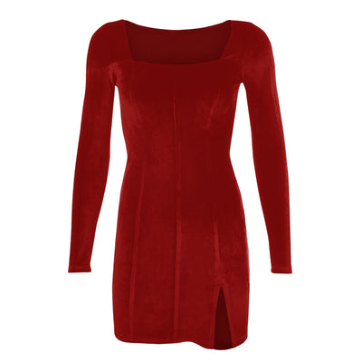 Falda Vestido Terciopelo Retro Estilo Palacio Color Sólido - Image 2