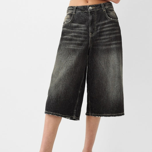 Pantalón Cropped Denim Cintura Baja Holgado - Image 8