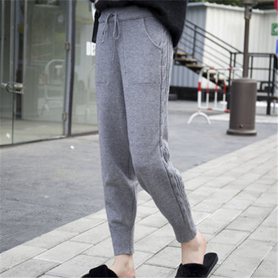 Pantalones Harem Tejidos Cómodos con Encaje de Lino y Grosor Premium - Image 17