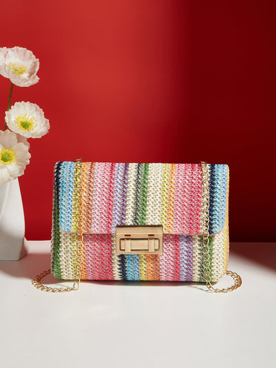 Bolsa Bandolera Cuadrada de Paja con Cierre de Candado - Image 25
