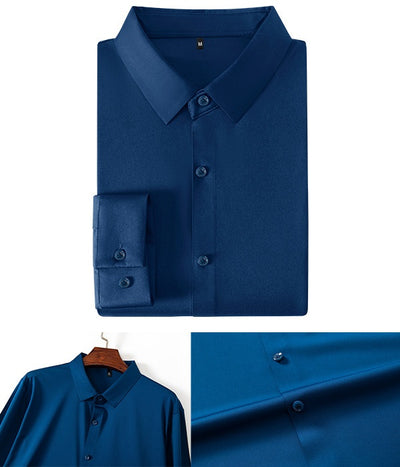 Camisa Manga Larga Sin Costuras Elástica Antiarrugas Efecto Hielo para Hombre - Image 19