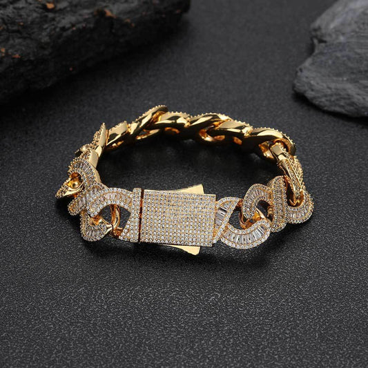 Pulsera Cubana de Zirconia Incrustada con Cadena de 8 Palabras - Image 2