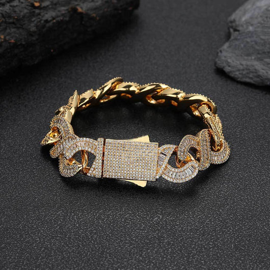 Pulsera Cubana de Zirconia Incrustada con Cadena de 8 Palabras - Image 2