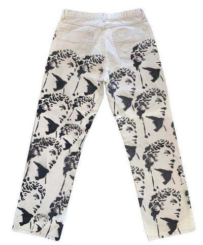 Pantalones Denim Tie Dye Blancos Lavados Corte Recto Holgado - Image 4