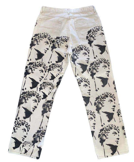 Pantalones Denim Tie Dye Blancos Lavados Corte Recto Holgado - Image 4