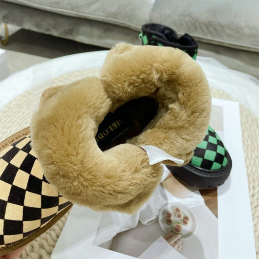 Botas de Invierno para Mujer con Pelo de Caballo a Cuadros - Cómodas y Cálidas - Image 6