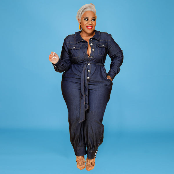Jumpsuit de Mezclilla Talla Grande para Mujer - Comodidad y Estilo Otoñal