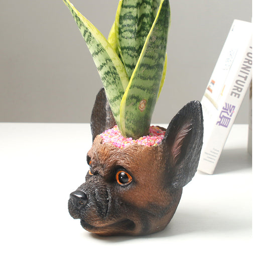 Maceta Personalizada de Resina con Flores y Figura de Perro - Image 3