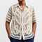 Cardigan Polo Tejido Hueco de Manga Corta para Hombre