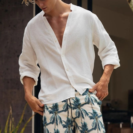 Camisa Casual de Botones Transpirable para Hombre