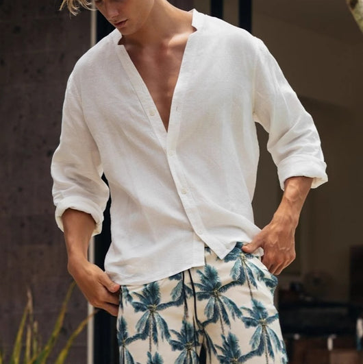Camisa Casual de Botones Transpirable para Hombre