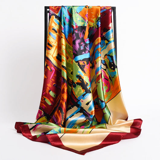 Abanico Retro Plegable 90cm con Pañuelo de Seda Simulada para Damas - Image 30