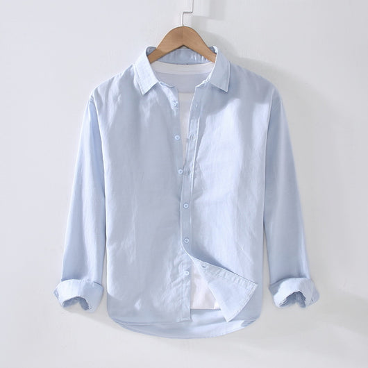Camisa Manga Larga Hombre Algodón y Lino - Primavera y Verano - Image 12