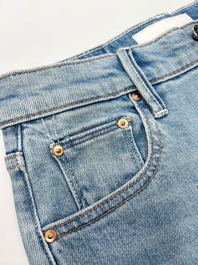 Jeans Skinny Cintura Alta Azul Claro Corte Recto Crop para Mujer - Image 11
