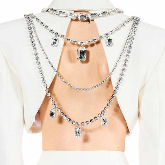 Cadena de Cuerpo con Colgante Cuadrado Multicapa de Strass