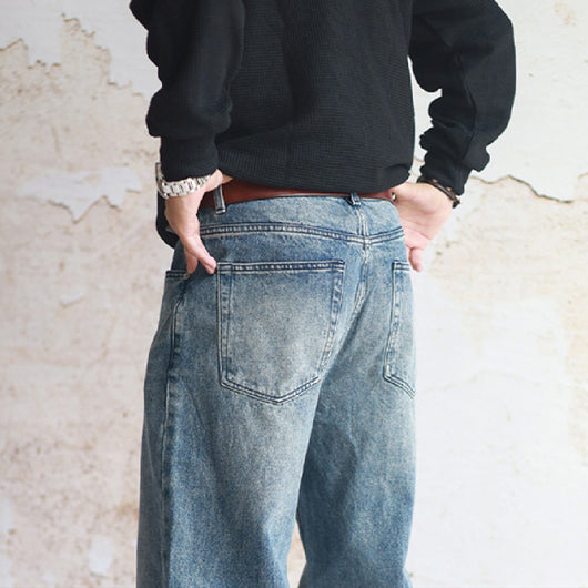 Jeans Rectos Khaki con Lavado Vintage para Hombre - Image 3