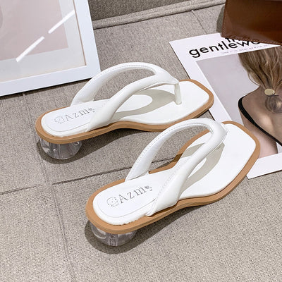 Sandalias de Tacón Medio con Cristales - Chanclas Elegantes para Mujer
