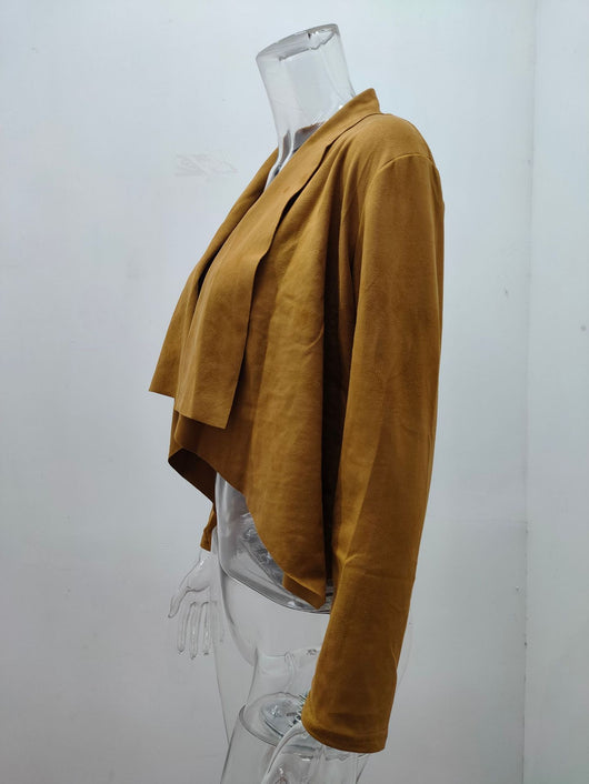 Chaqueta Casual de Terciopelo Gamuza Sintética con Solapa Temperamento - Image 19