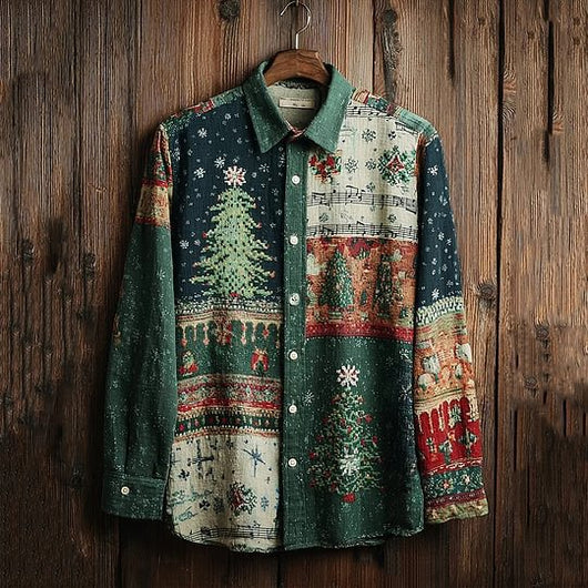 Camisa Floral Navideña para Hombre - Estilo Otoñal Moderno - Image 19