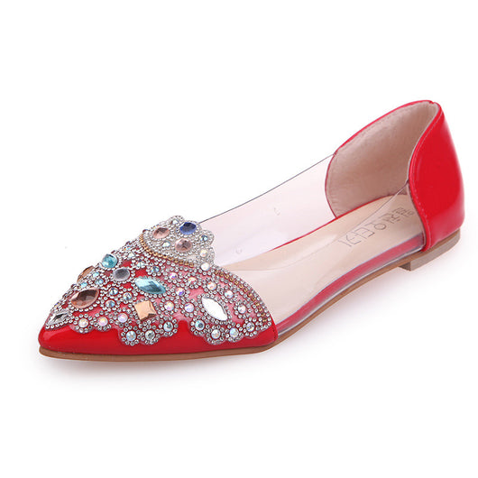 Sandalias Planas con Strass Elegantes y Transpirables de Punta Aguda - Image 3