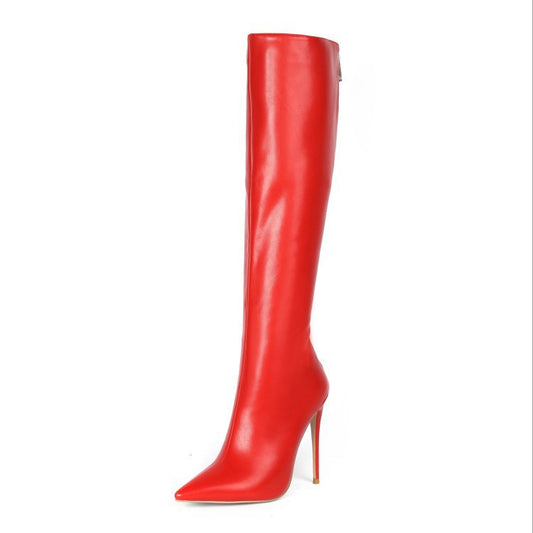 Tacones Altos Stiletto Charol Rojo y Azul Royal - Estilo Europeo Elegante - Image 2