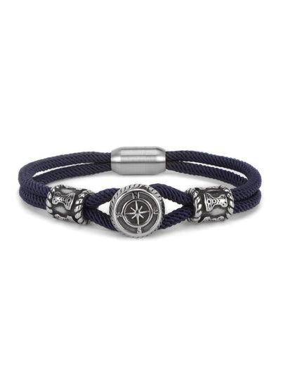 Pulsera de Acero Titanio con Cuerda Trenzada Doble y Brújula - Image 7