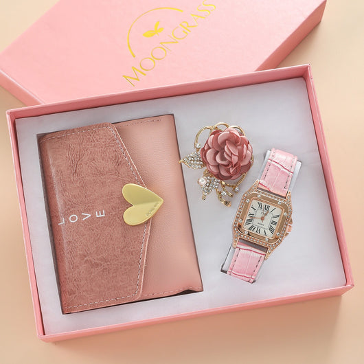 Juego de Regalo: Cinturón Cartera, Broche y Reloj para Dama - Image 11