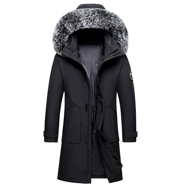 Abrigo Acolchado Hombre con Cuello de Piel de Zorro - Impermeable y Cálido