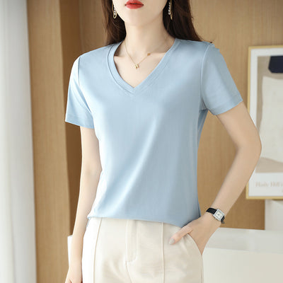 Blusa de Algodón Mercerizado Manga Corta Ajustada para Mujer - Image 4