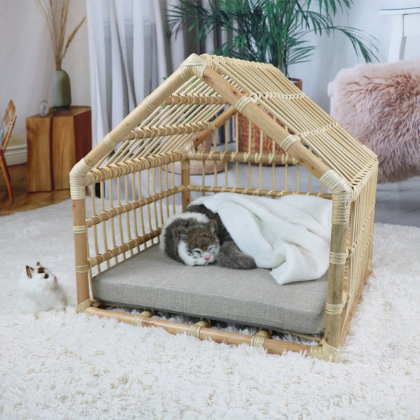 Cueva de Ratán para Gatos y Perros Pequeños