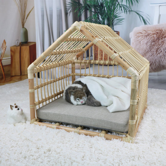 Cueva de Ratán para Gatos y Perros Pequeños