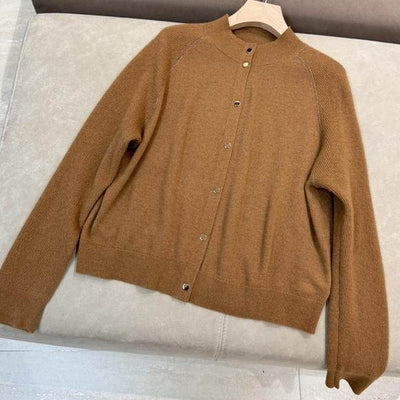 Cardigan de Lana Cuello Redondo Manga Larga Otoño-Invierno con Diseño Relajado y Estilizador - Image 5