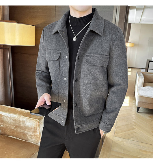 Blazer de Lana Corto para Hombre con Solapa Slim Fit Invierno - Image 16