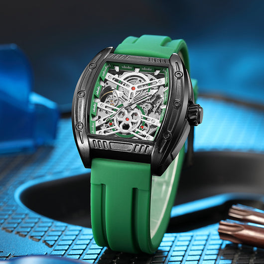 Reloj Mecánico Estilo Barril de Vino con Correa de Silicona - Image 4