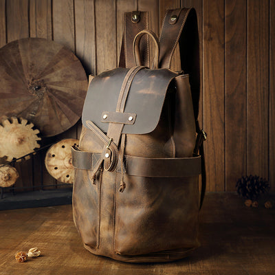 Mochila de Viaje Vintage en Cuero Crazy Horse para Hombre - Image 15