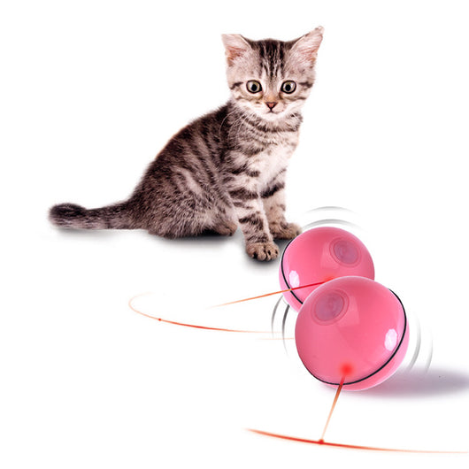 Pink plastic interactive pet toy ball with a power button and 'CLOSE'/'OPEN' markings for cats. - Image 12