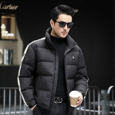 Chaqueta de Plumón para Hombre con Cuello Alzado y Mangas Tejidas - Image 6