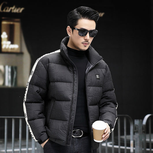 Chaqueta de Plumón para Hombre con Cuello Alzado y Mangas Tejidas - Image 6